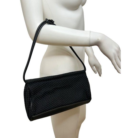 The Sak Women’s Black Purse Fabric Weave Faux Leather Rectangle Snap Pockets - Picture 14 of 17